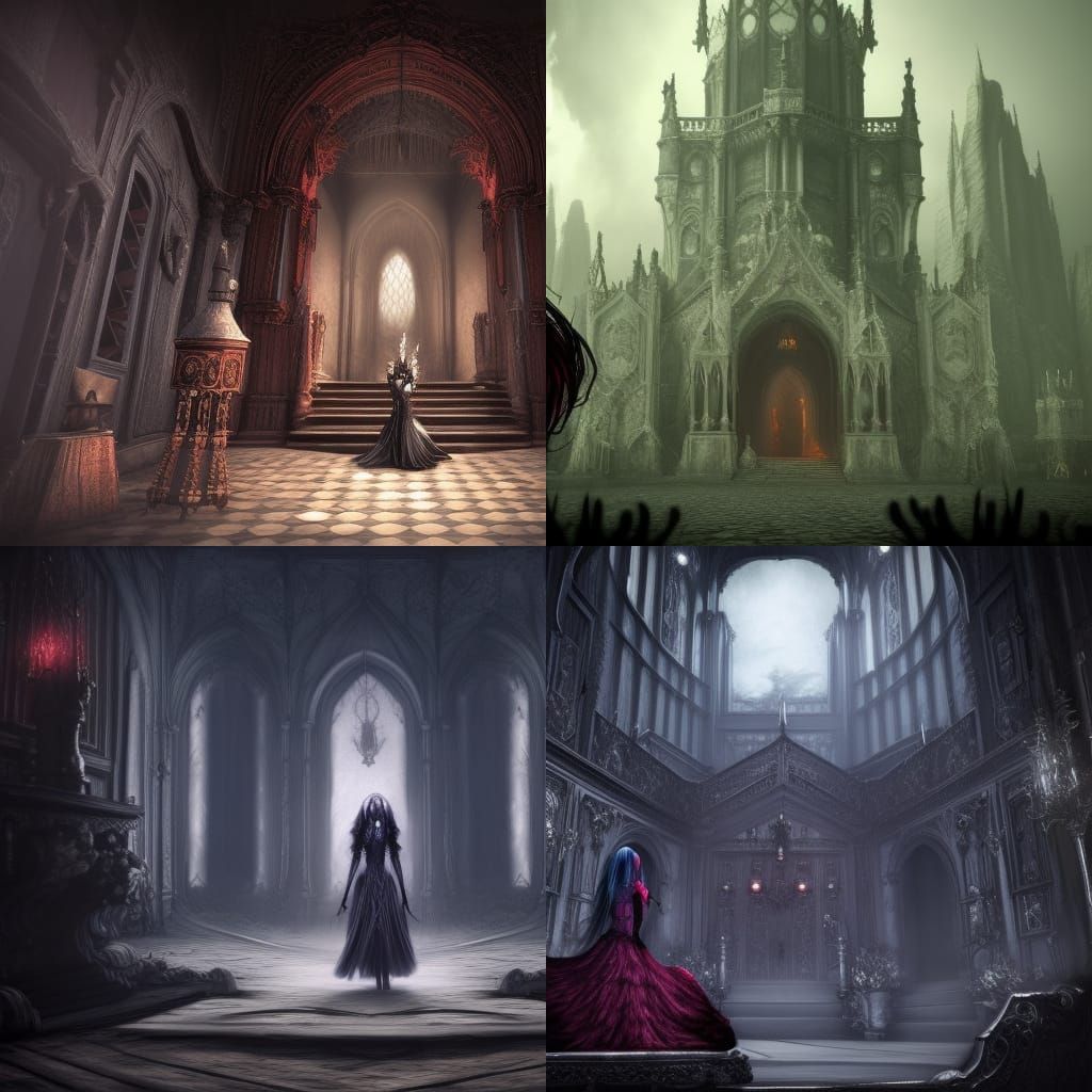 Gothic Vampire Queen Reigns in Opulent Throne Room
