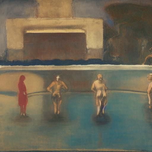 Impressionist Fountain Scene in French Chateau Style