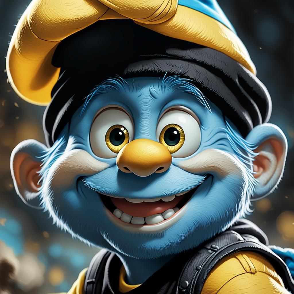 Smurf Portrait in Classic Comic Book Style
