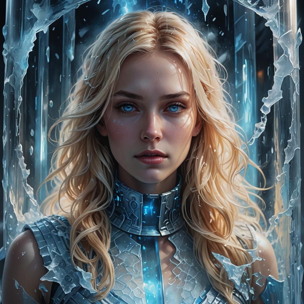 Glowing Cryogenic Vessel with Frozen Beauty Inside