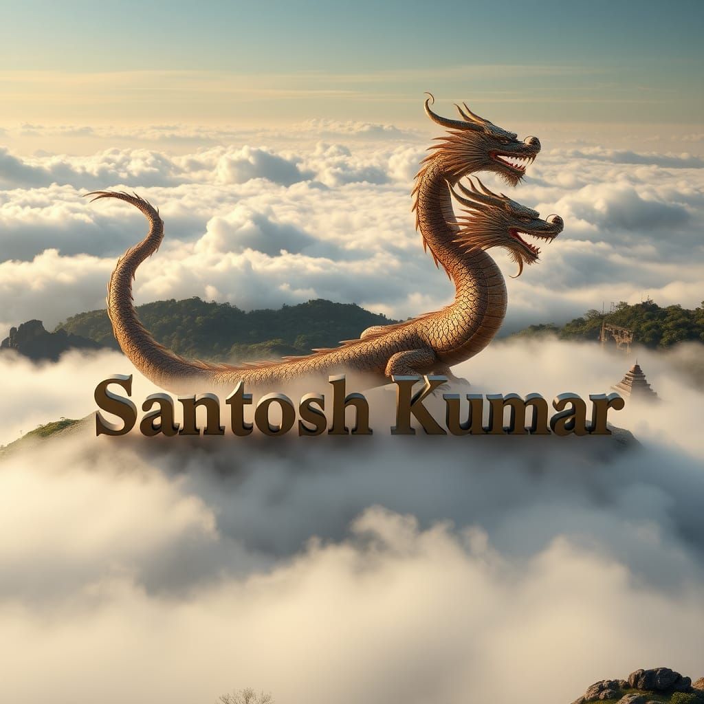 Santosh Kumar in Elegant Bodoni Moda Font, Surrounded by Maj...