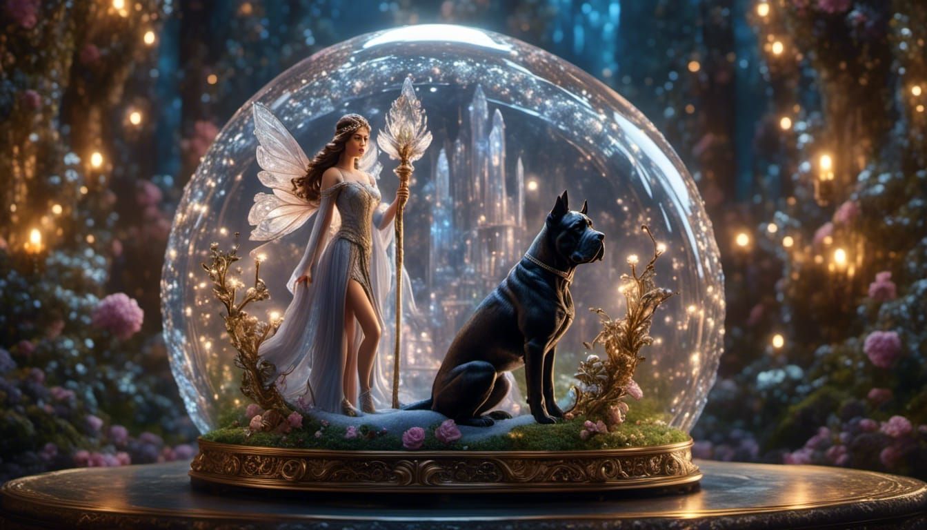 Fairy and Cane Corso in Crystal Orb