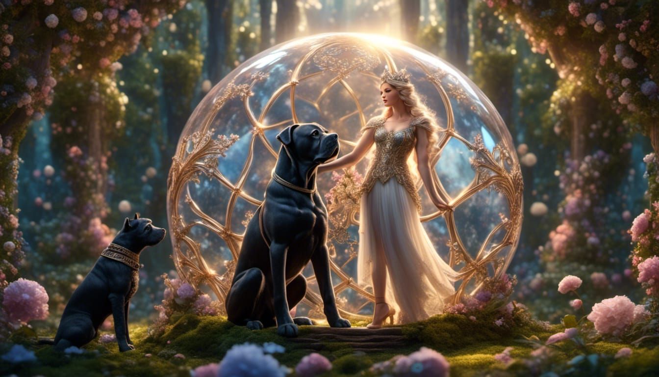 Fairy and Dog in Crystal Orb