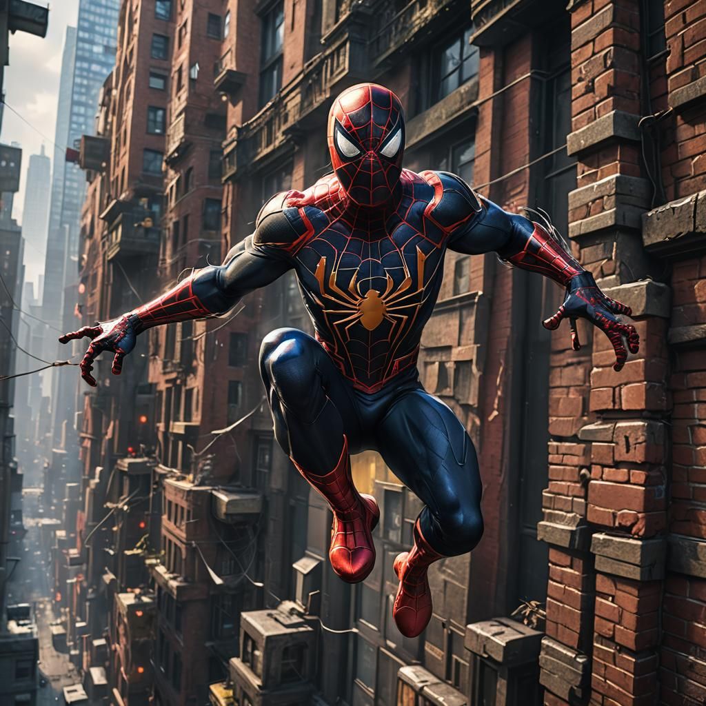 Black Spiderman in Vibrant Fantasy World