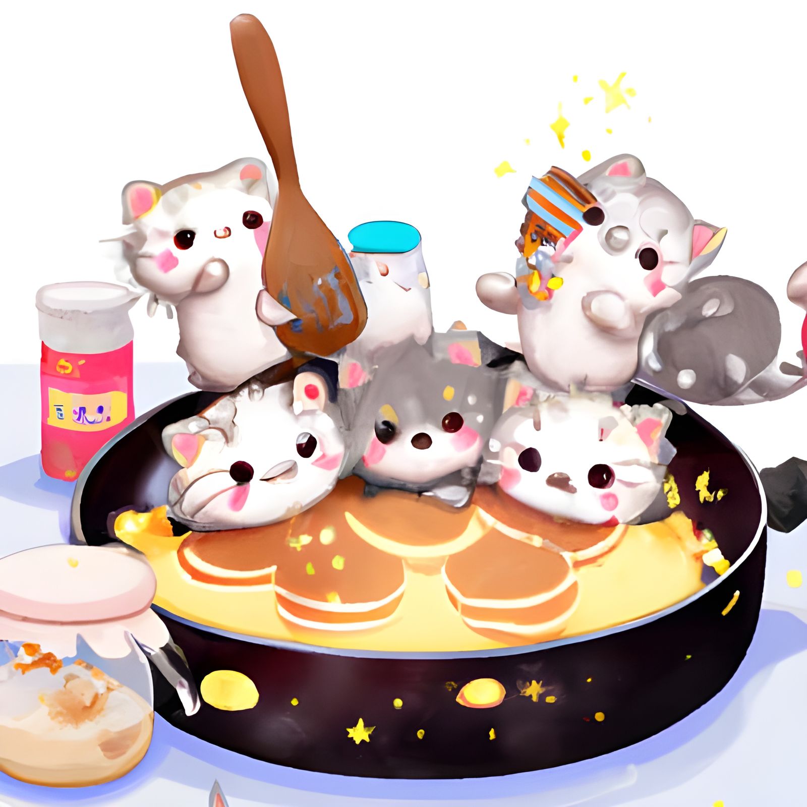 Kittens cooking pancakes III