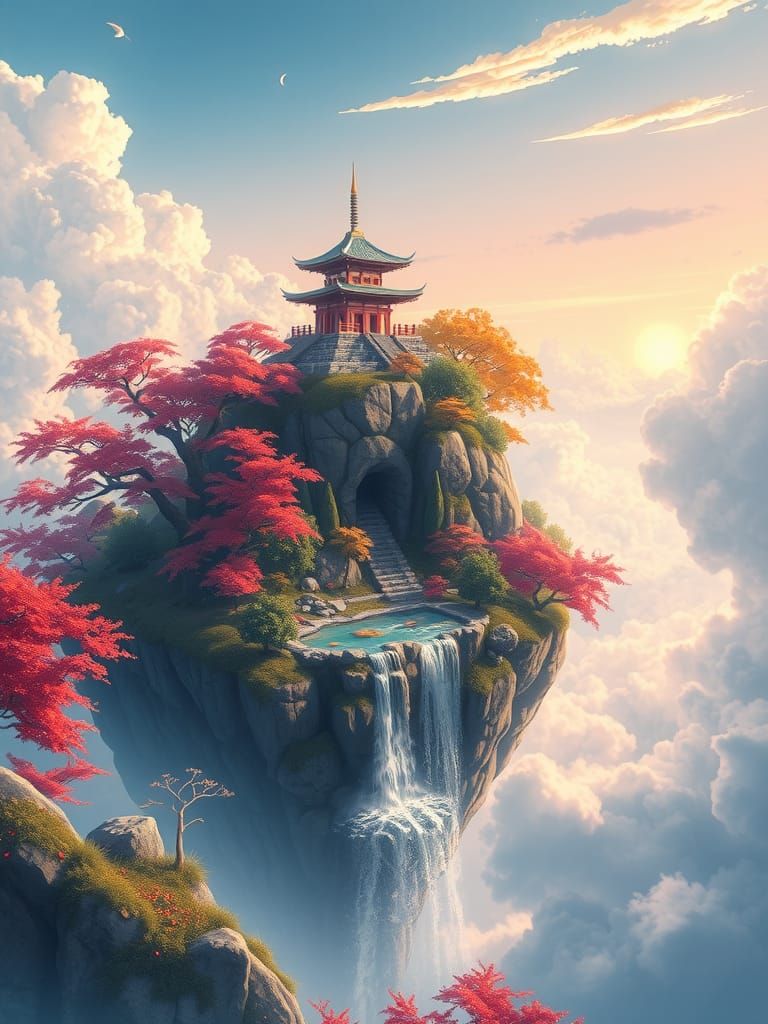 Anime-Inspired Sky Temple in Autumn Paradise
