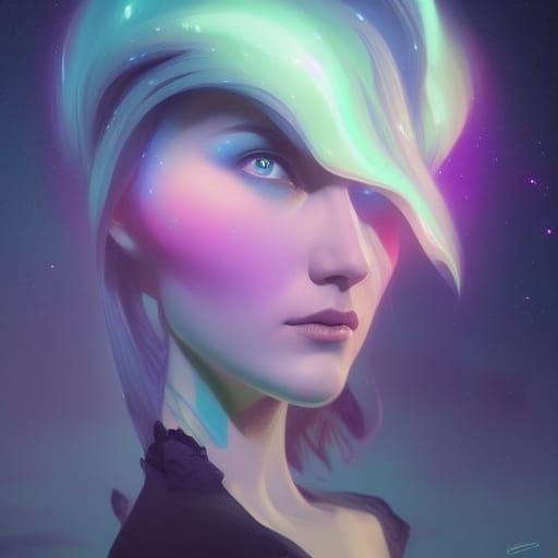 Surreal Aurora Borealis Portrait in Triadic Colors