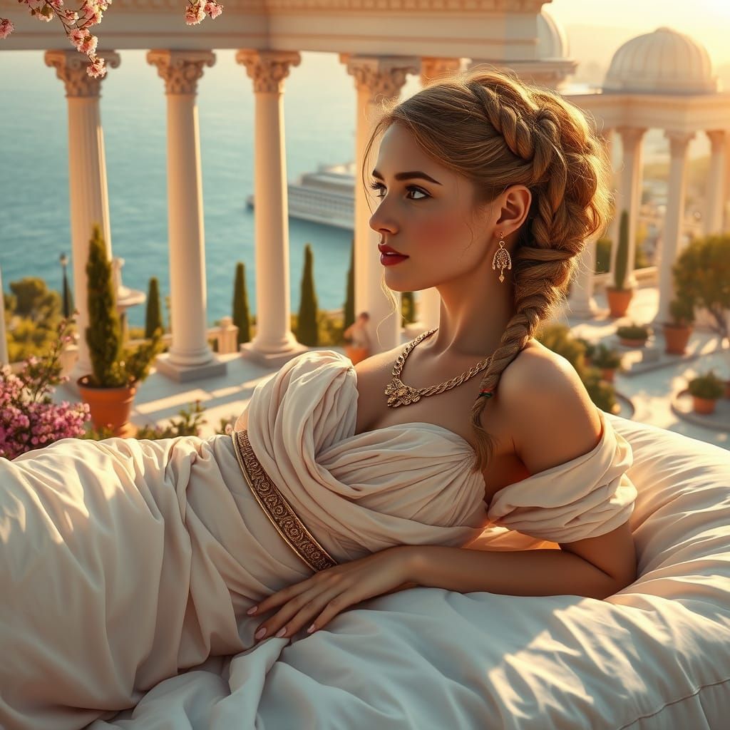 Ancient Roman Goddess in Elegant Repose