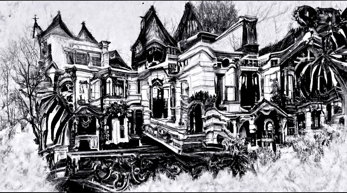 Grand Black and White Victorian Mansion