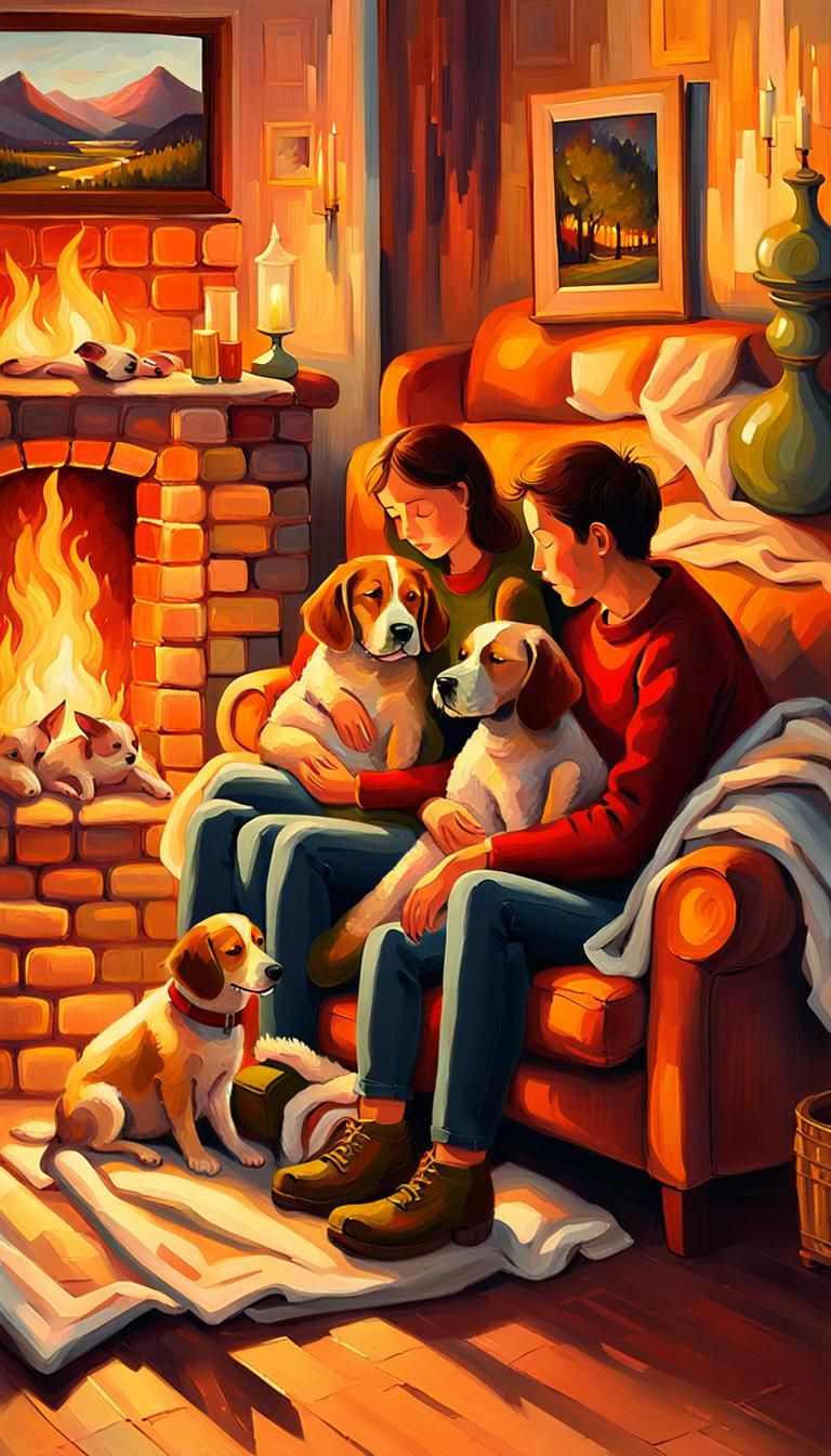 Warm Family Gathering in Impressionist Style