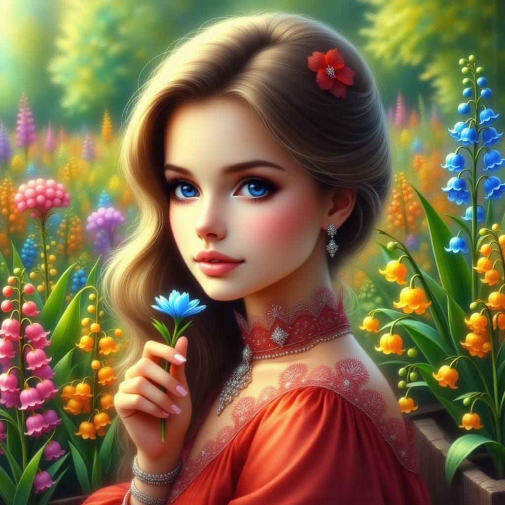 Eudoxia Lopukhina in a Vibrant Spring Morning Scene