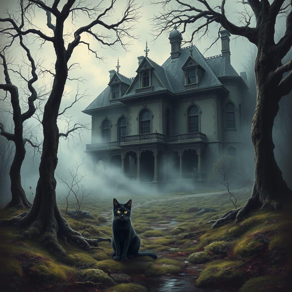 Eerie Abandoned Mansion in Dark Fantasy Style