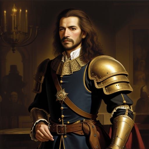 Musketeer in Baroque Oil Painting Style