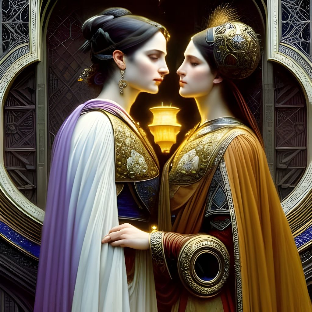 Ethereal Women Under Crescent Moonlight