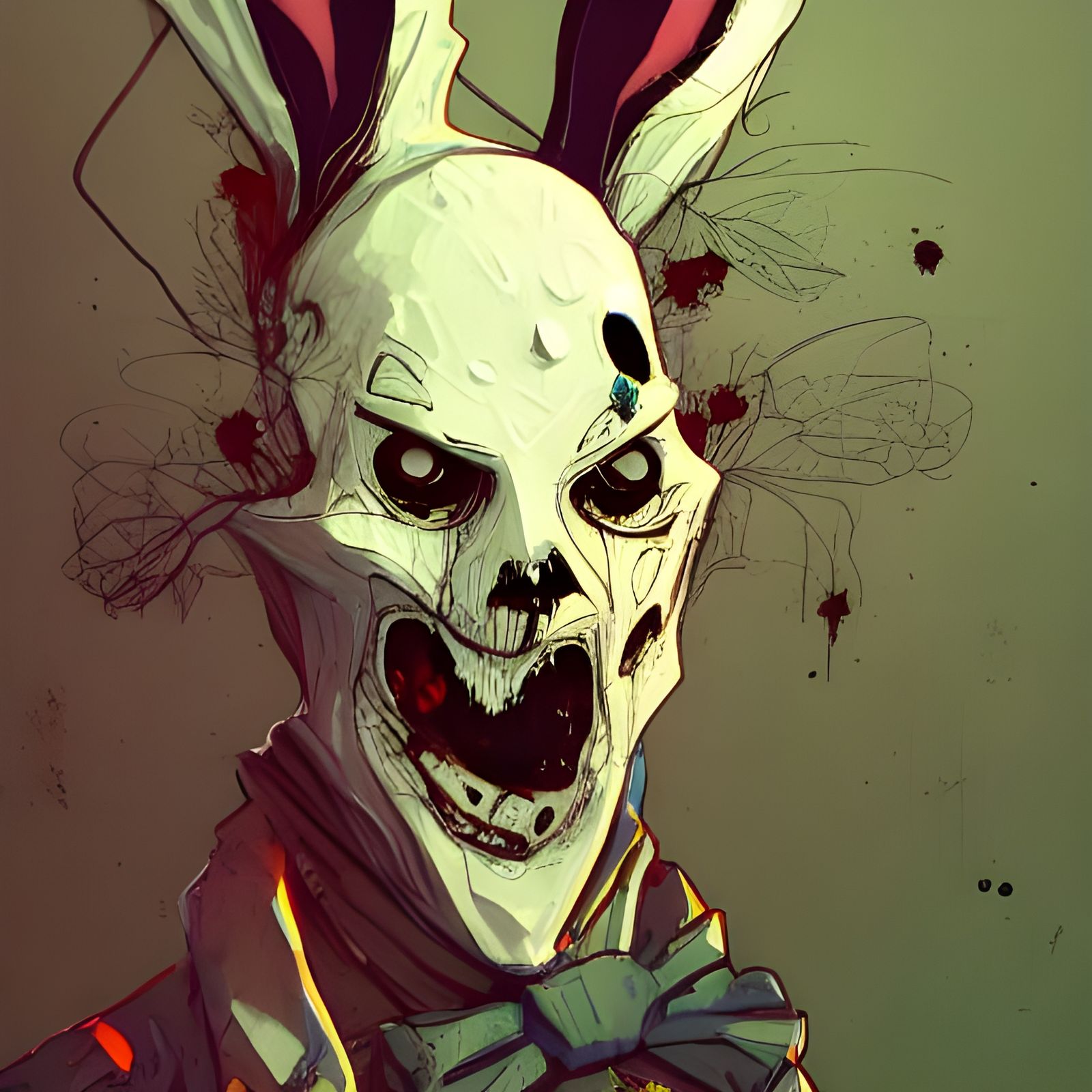 Zombie Rabbit Trick or Treat Portrait in Detailed Digital Il...