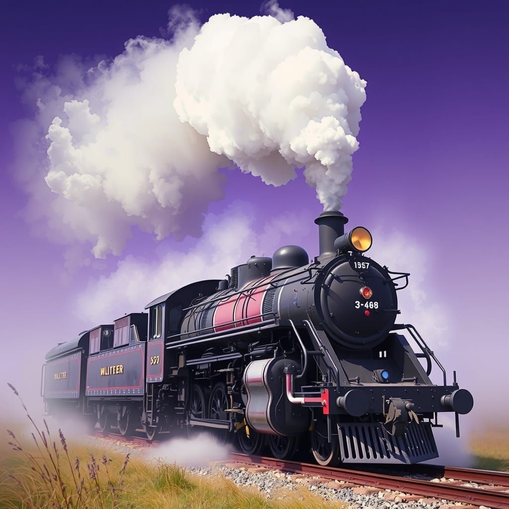 Steam Locomotive in Surrealist Fog