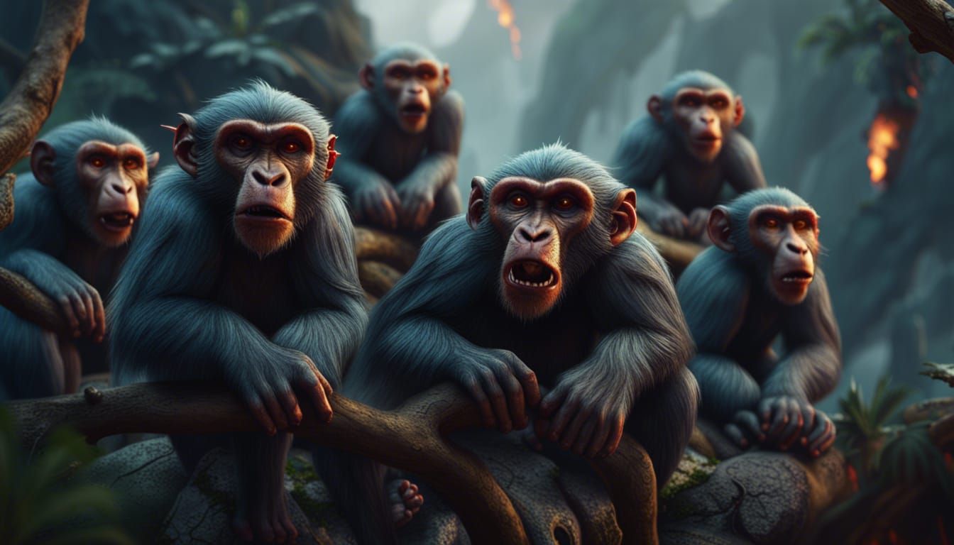 Fantastical Monkeys Dominating Vibrant Territory