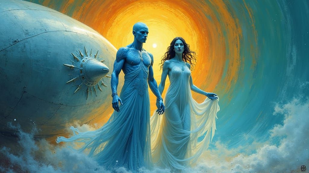 Benevolent Arcturian Duo Exits Ship in Vibrant Colors