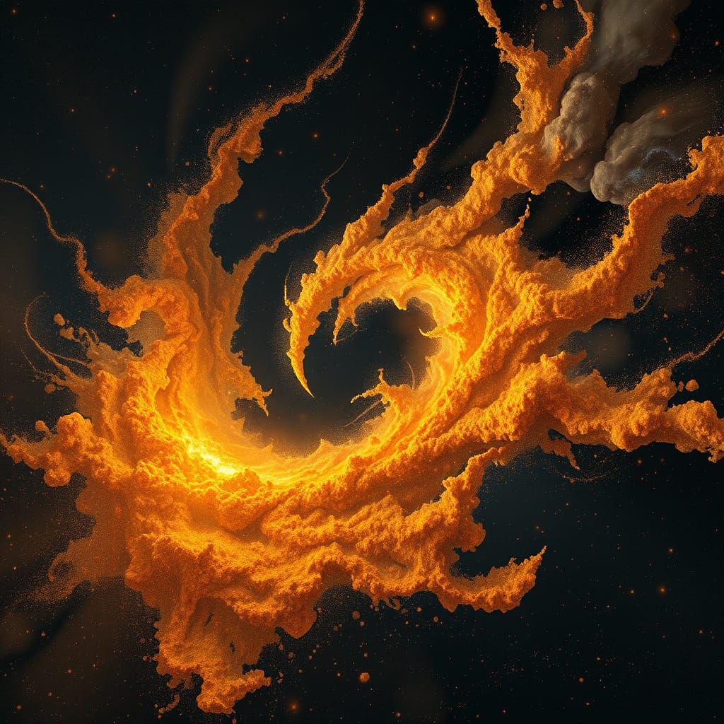 Golden Nebula Dust: Shimmering Space Art