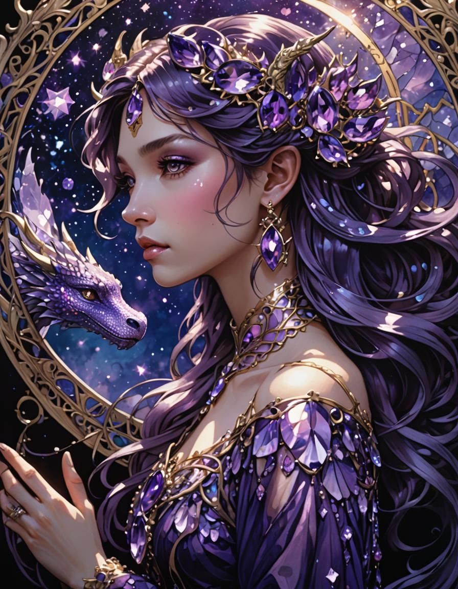 Ethereal Amethyst Siren in Celestial Hues
