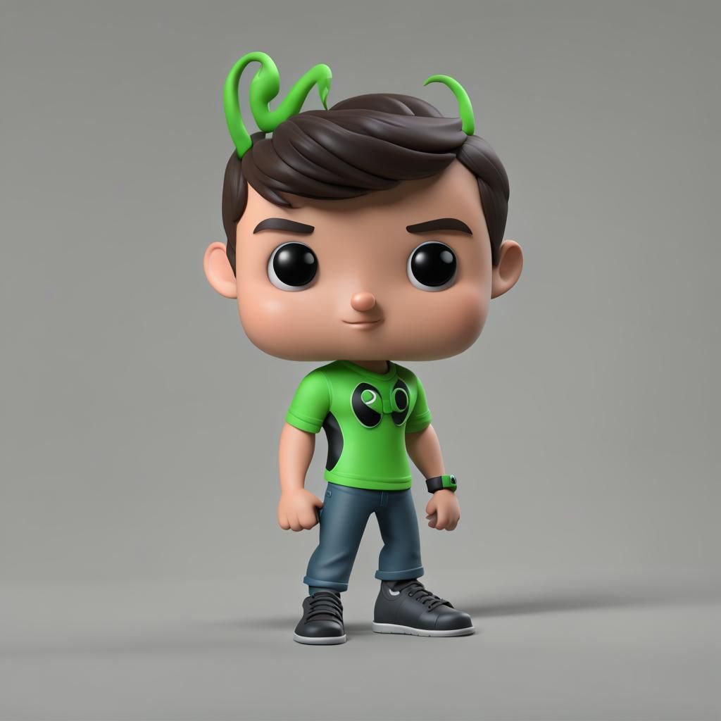 Ben 10 Funko Pop in Vibrant Cyberpunk Style