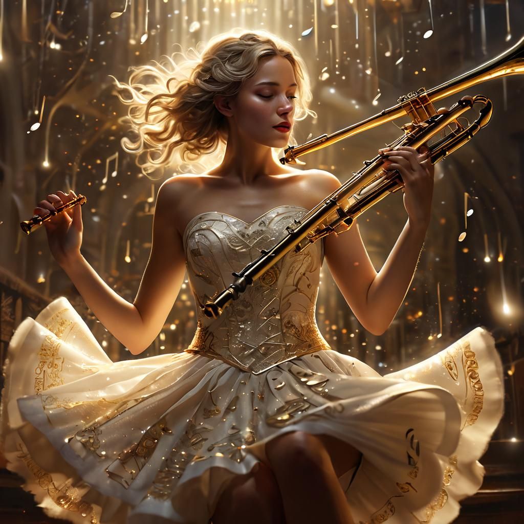 Ethereal Musician Emerge from Harmony in Golden Light