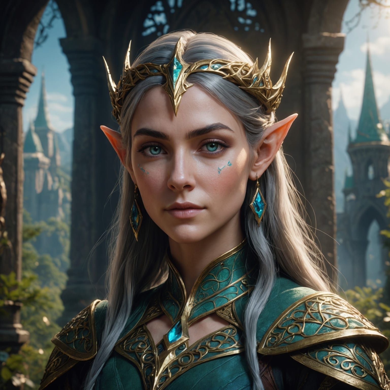 Ethereal Elven Princess in Vibrant Fantasy Scene