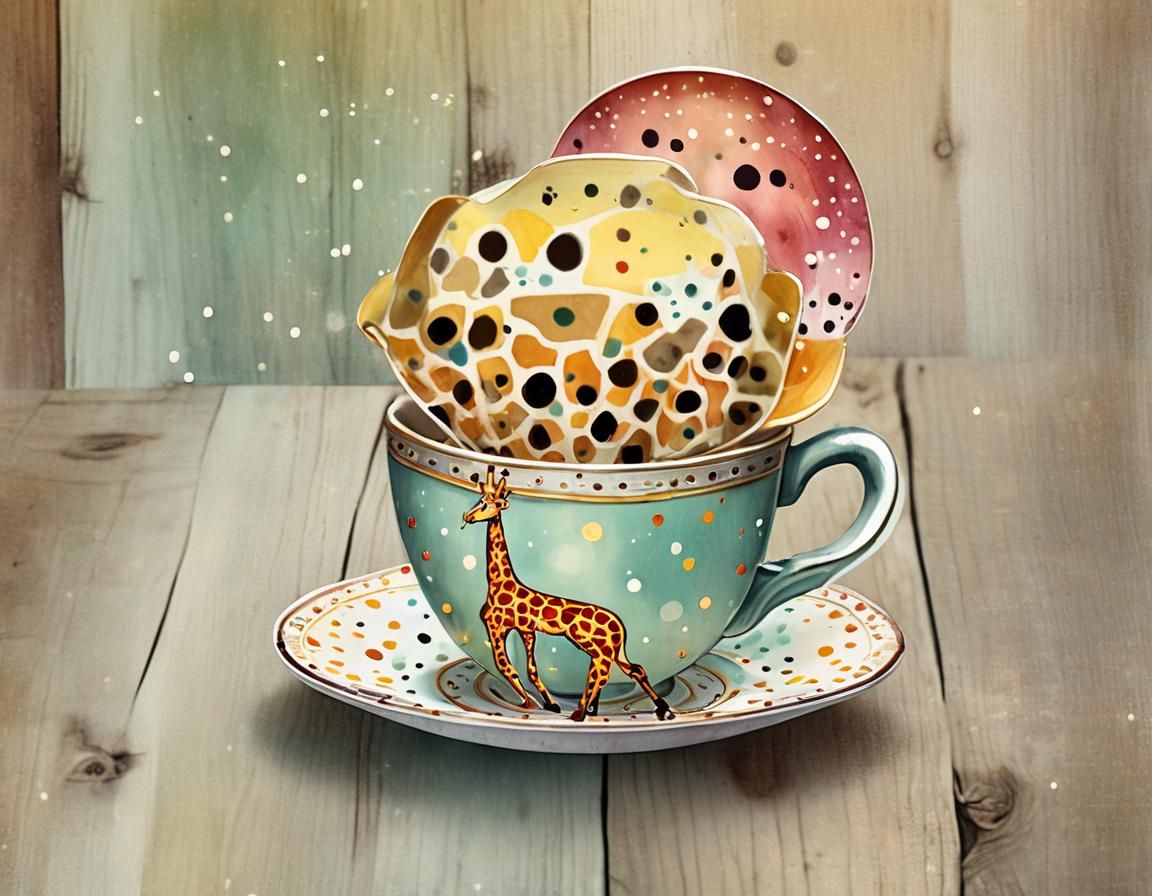 Whimsical Giraffe Teacup in Earthy Tones