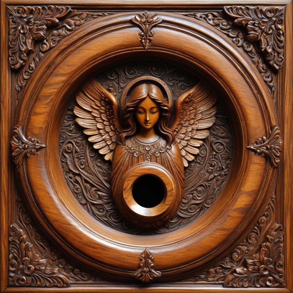 Angel in a Majestic Wooden Keyhole