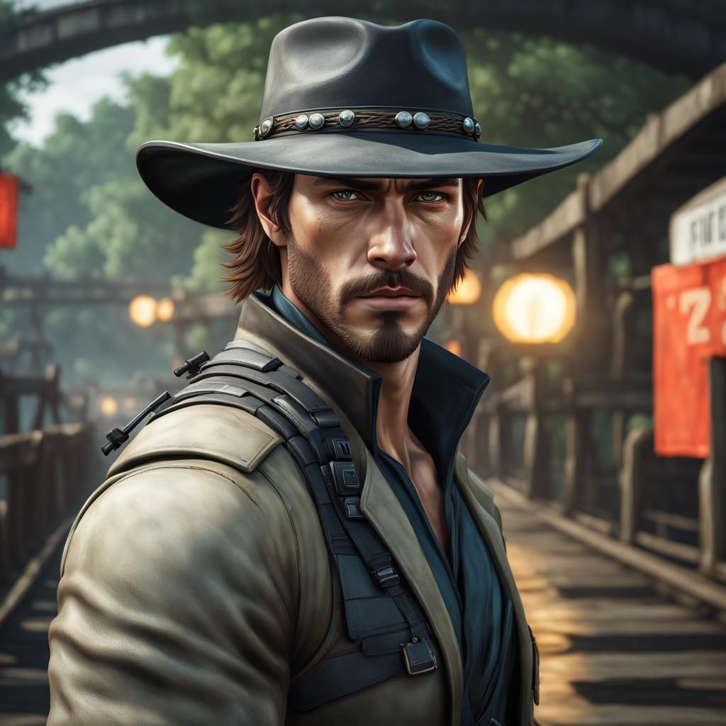 Cyberpunk Ninja Cowboy in the Jungle