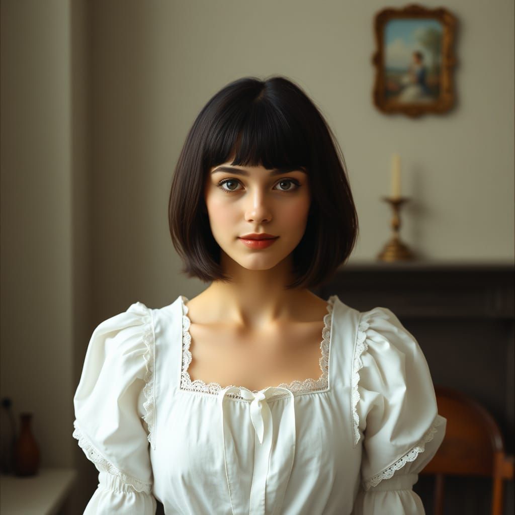 Young Housemaid in Soft Northern European Light