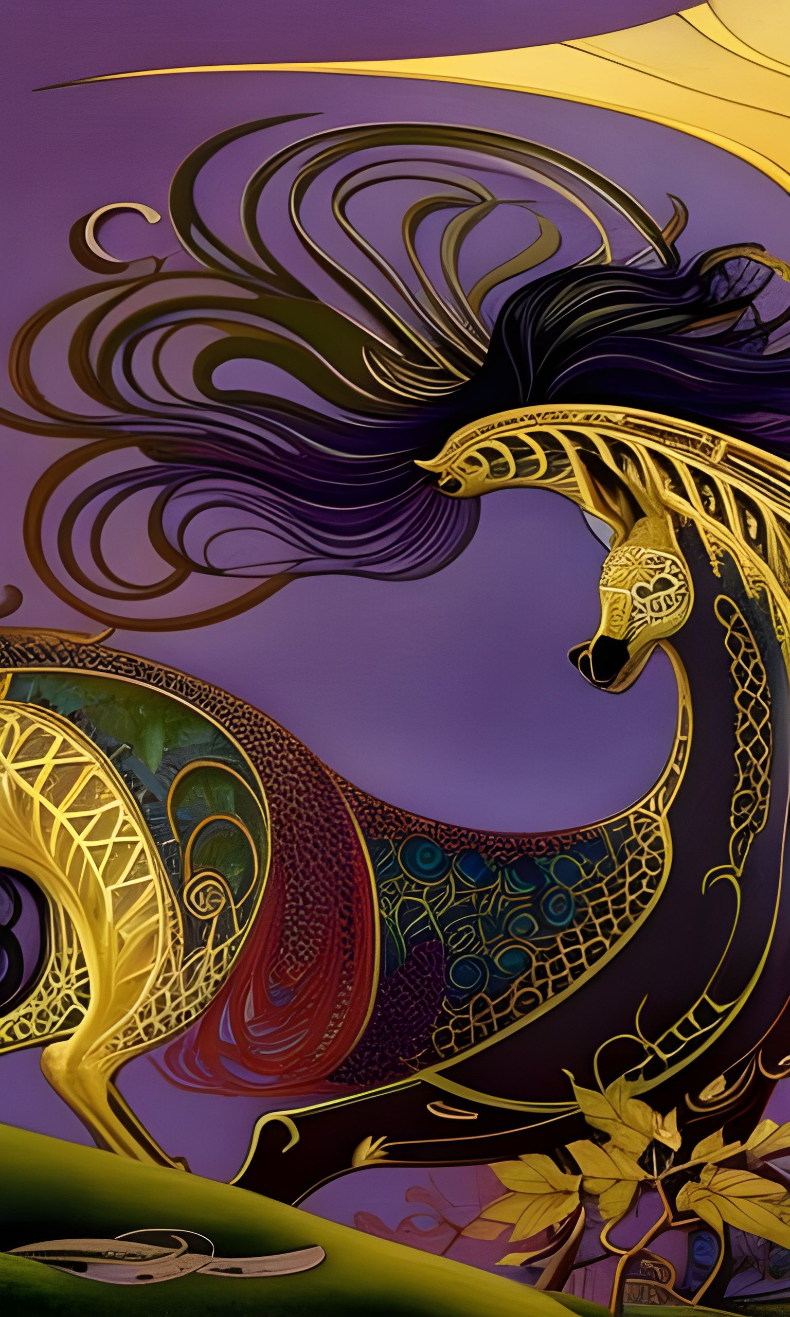 Ethereal Fantasy Scene in Art Nouveau Style