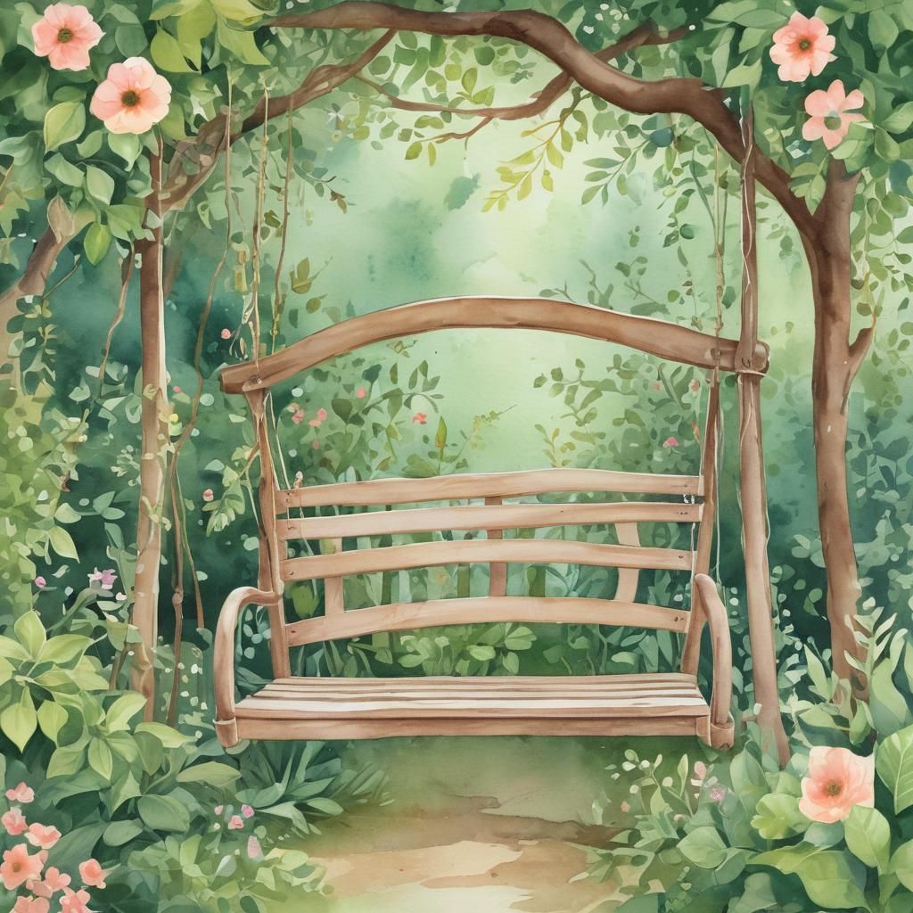 Whimsical Watercolor Garden Scene