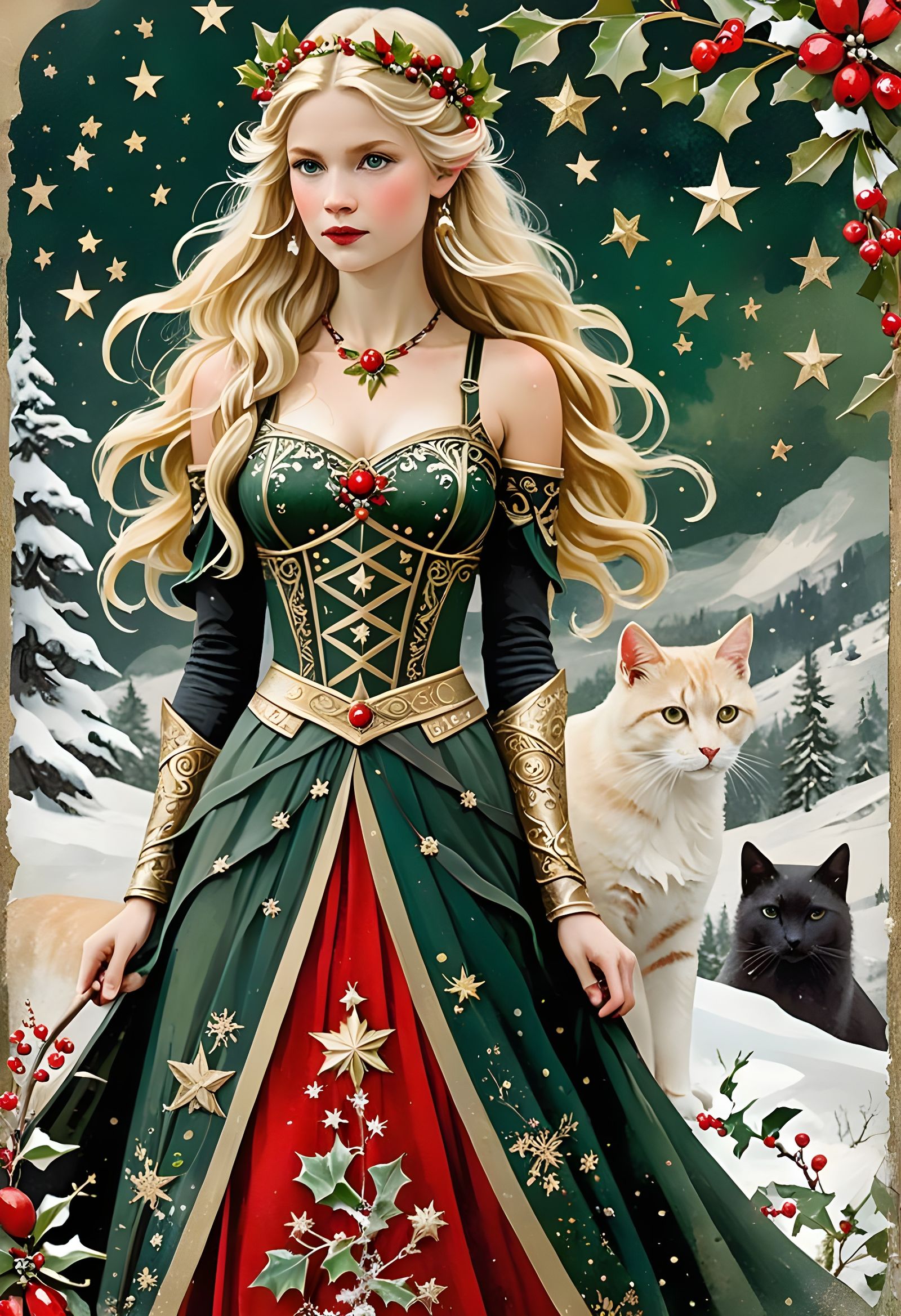 Vintage Winter Goddess on a Distressed Journal Cover