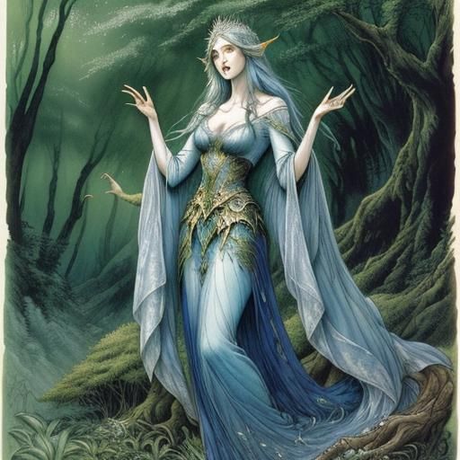 Ethereal Elven Singer in a Mystical Forest