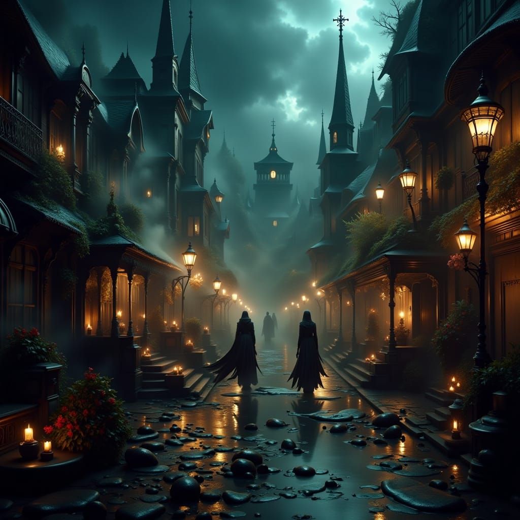 Epic Cinematic Digital Matte Painting of a Darkly Magical Pa...