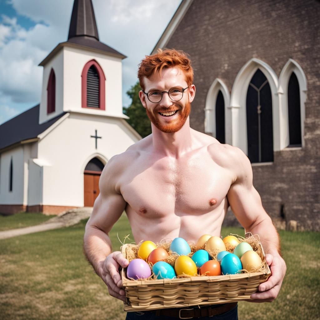 Retro-Style Farmer in Easter Celebration