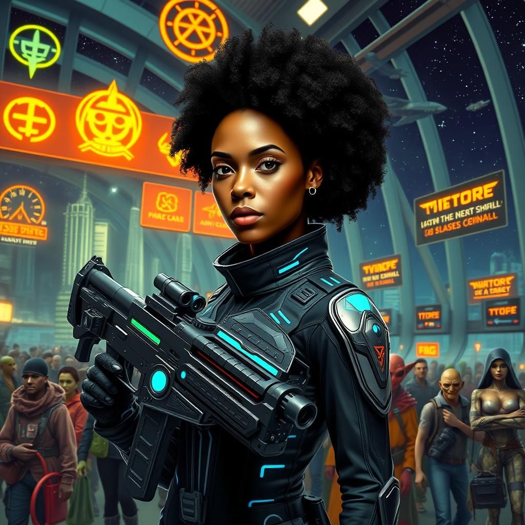 Sleek Space Cop in Neon City