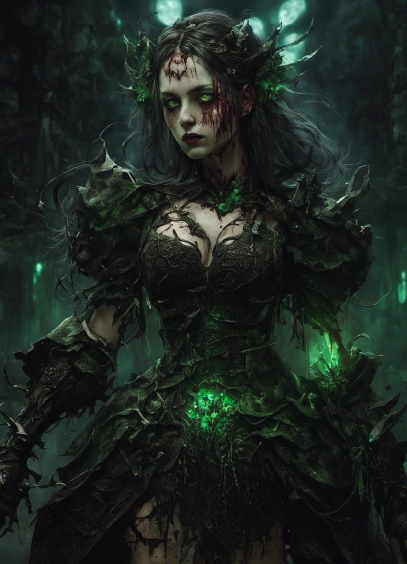 Gothic Zombie Queen in Epic Ruin