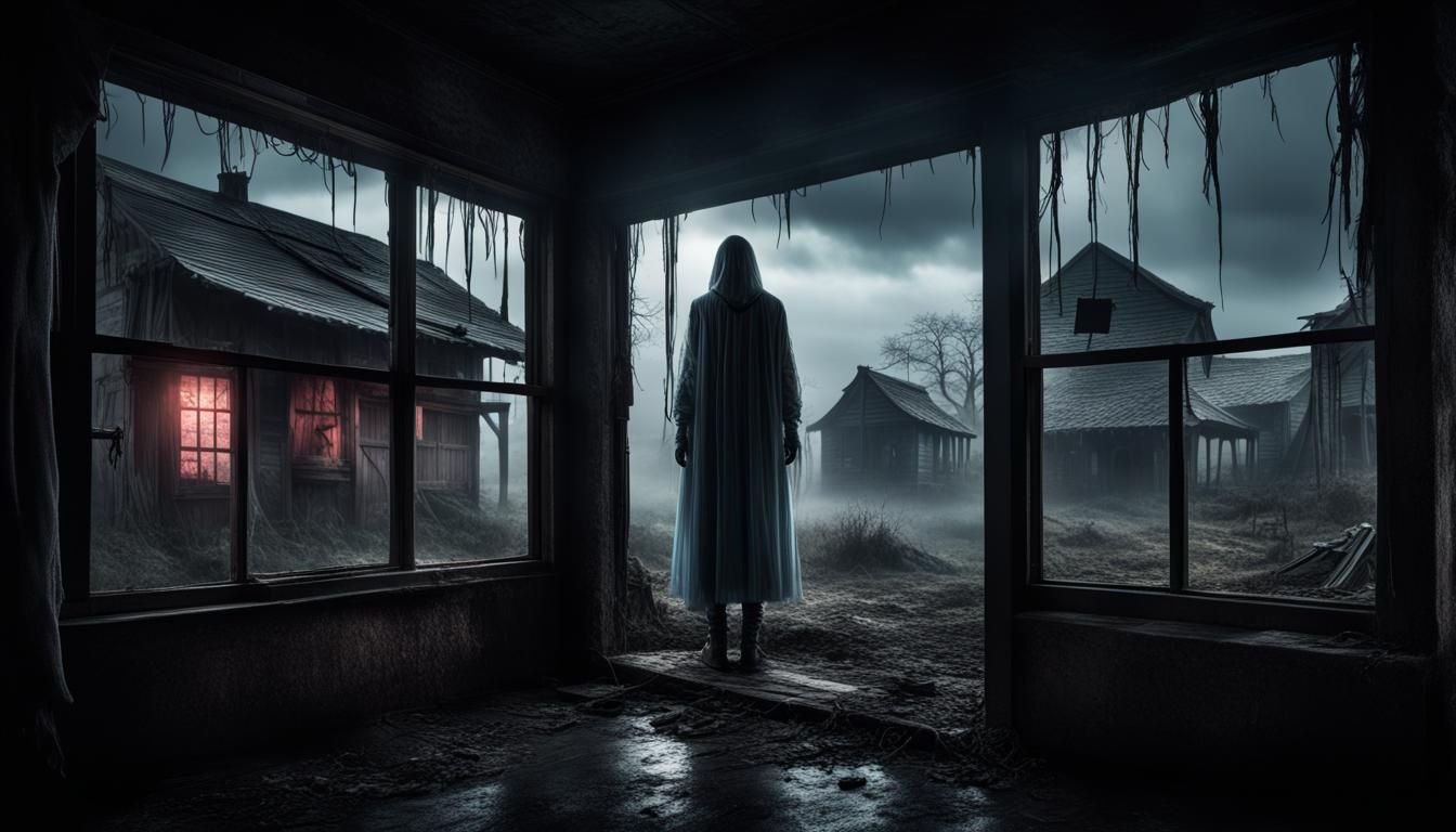 Mysterious Spectral Entity Haunts Moonlit Village in Dark, M...