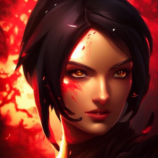 Cinder Fall Portrait in Hyperdetailed Digital Art Style