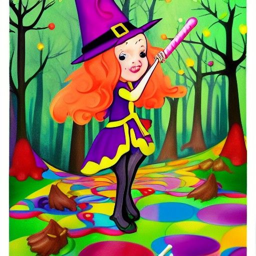 Whimsical Witch in Candy Wonderland
