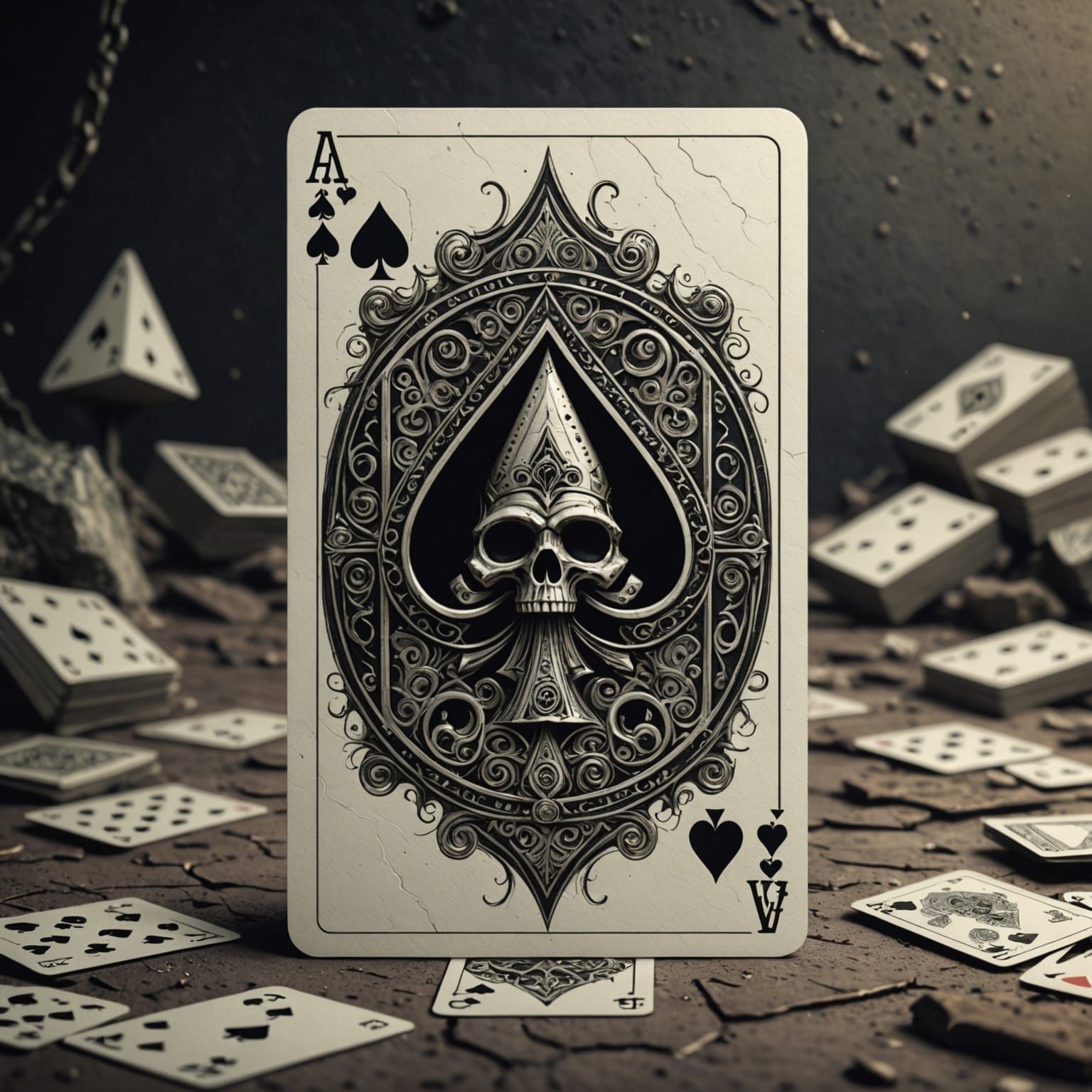 Ace of Spades: Victorian Fantasy Brutalist Art