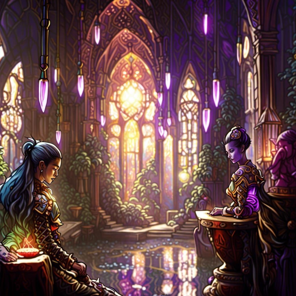 Ethereal Fantasy Realm in Triadic Hues