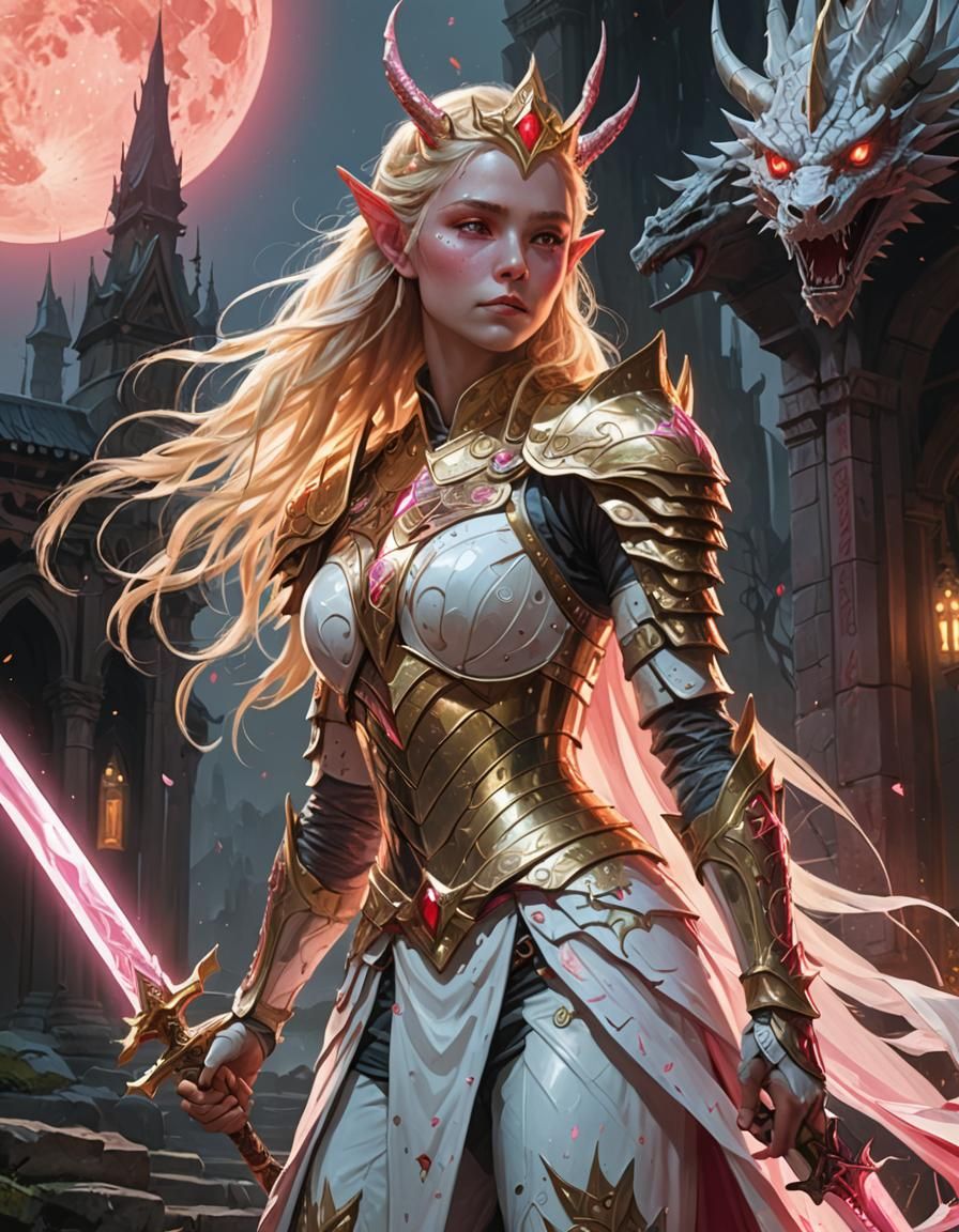 Ethereal Goddess Embodied in Iridescent Armor