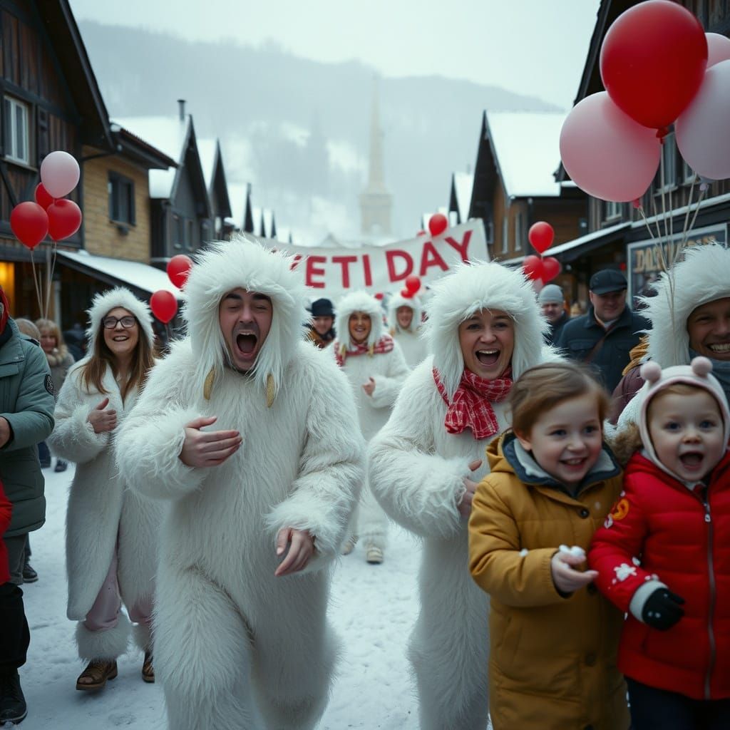 Yeti Day Parade in Snowy Village