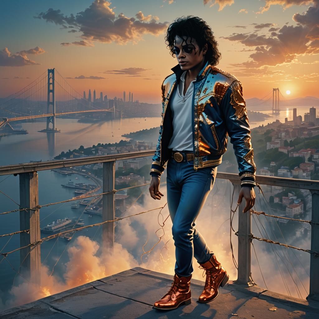 Michael Jackson Embracing Majestic Sunset on the Bosphorus B...
