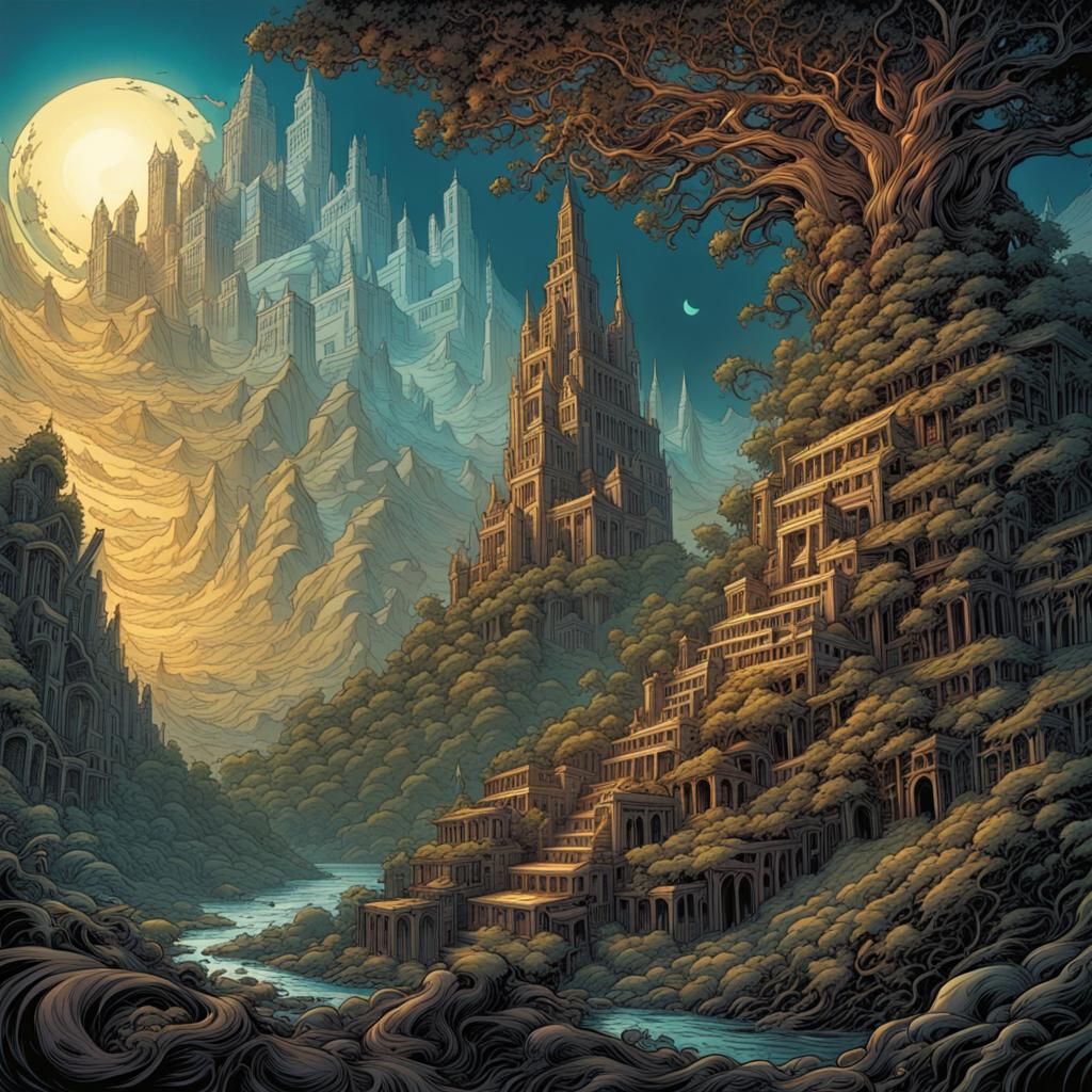 Vibrant Comic Book Art in Fractal Patterns