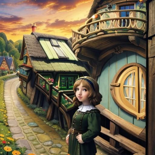 Cozy Alpine Village in Art Nouveau Style