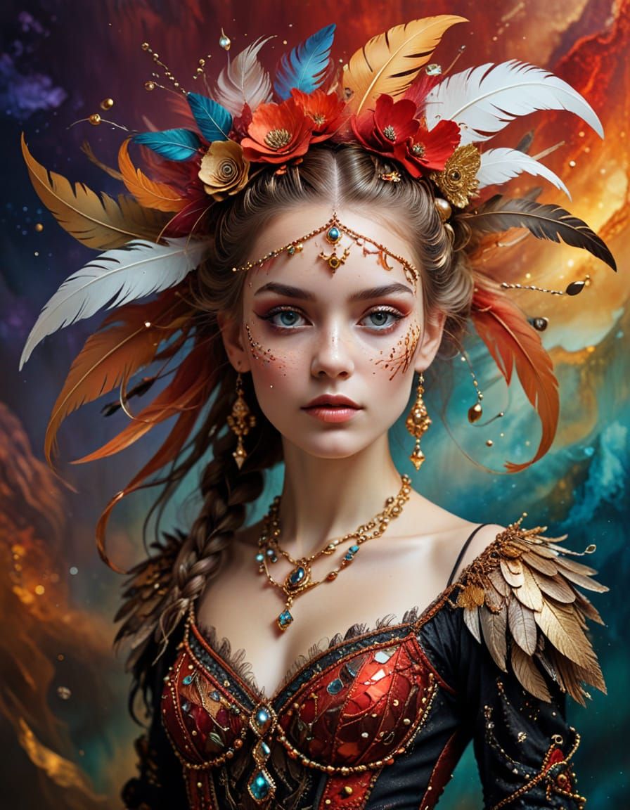 Surreal Portrait: Ballerina Pirate with Duck Hair Art